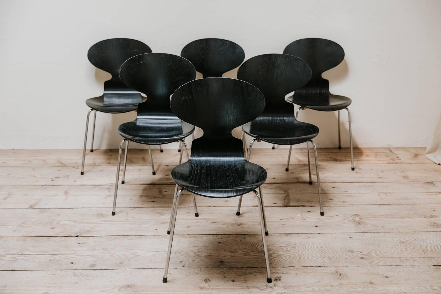 20th Century Set of Six Ant Chairs by Arne Jacobsen for Fritz Hansen In Good Condition In Brecht, BE