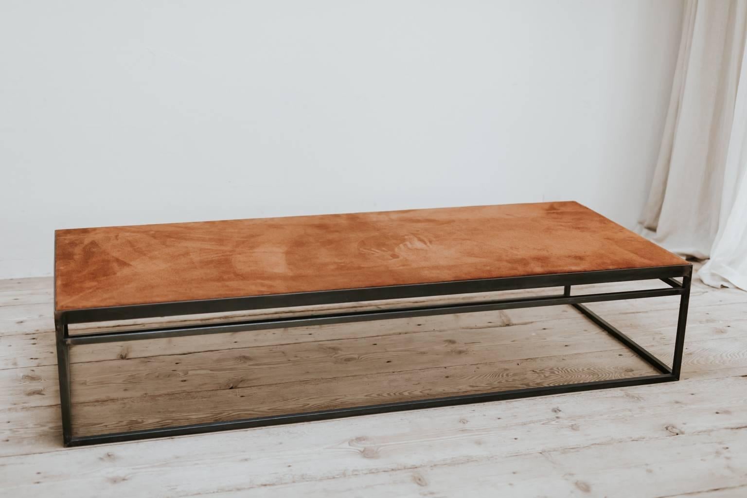 metal and leather coffee table