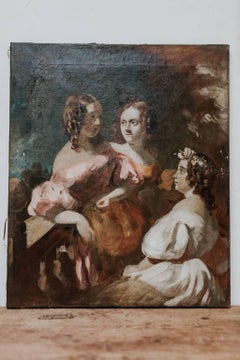 Paire de peintures romantiques du XVIIIe siècle