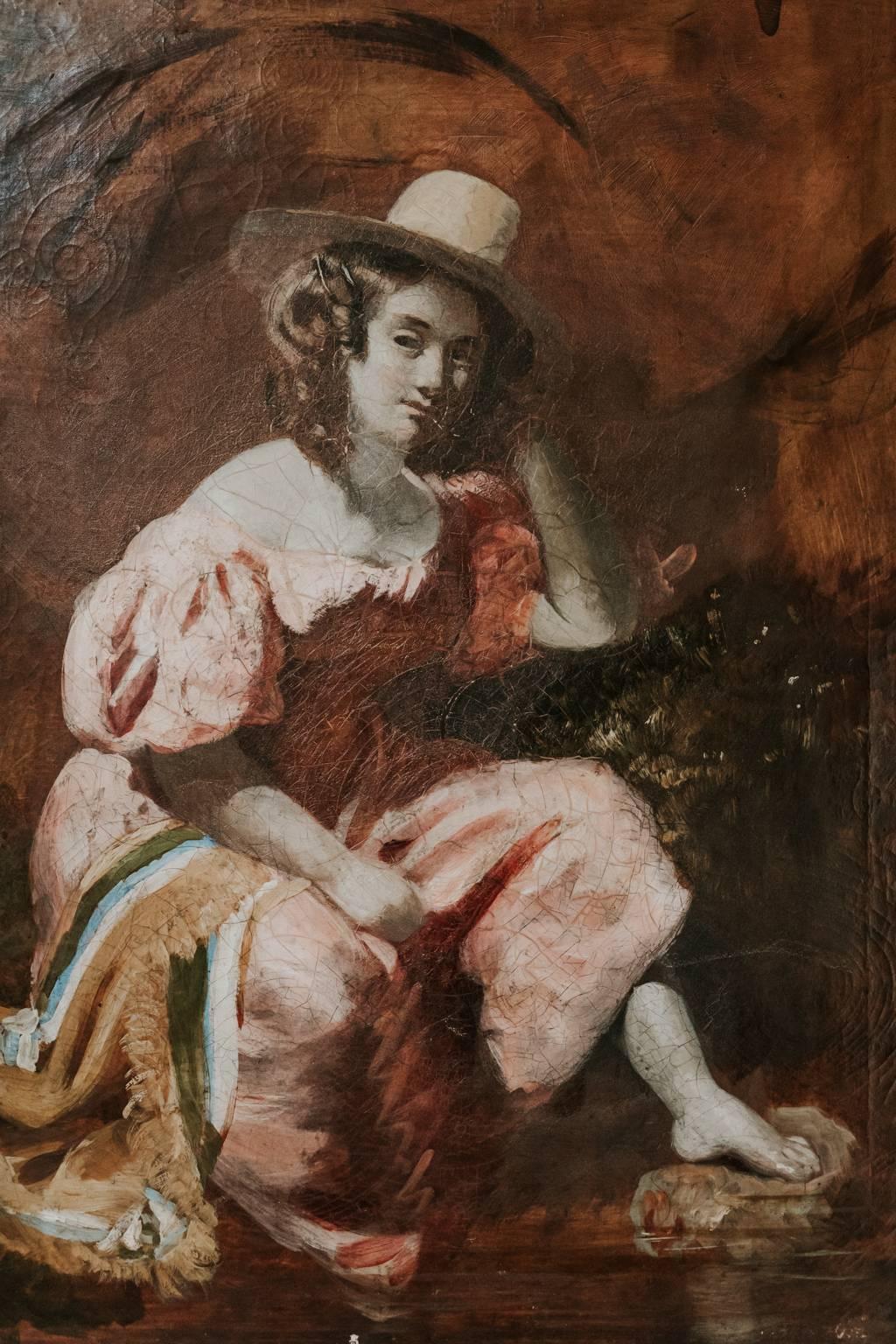 European Pair of 18th Century Romantic Paintings For Sale