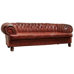 19th Century Red Leather Chesterfield