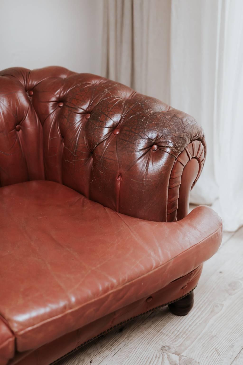 British 19th Century Red Leather Chesterfield