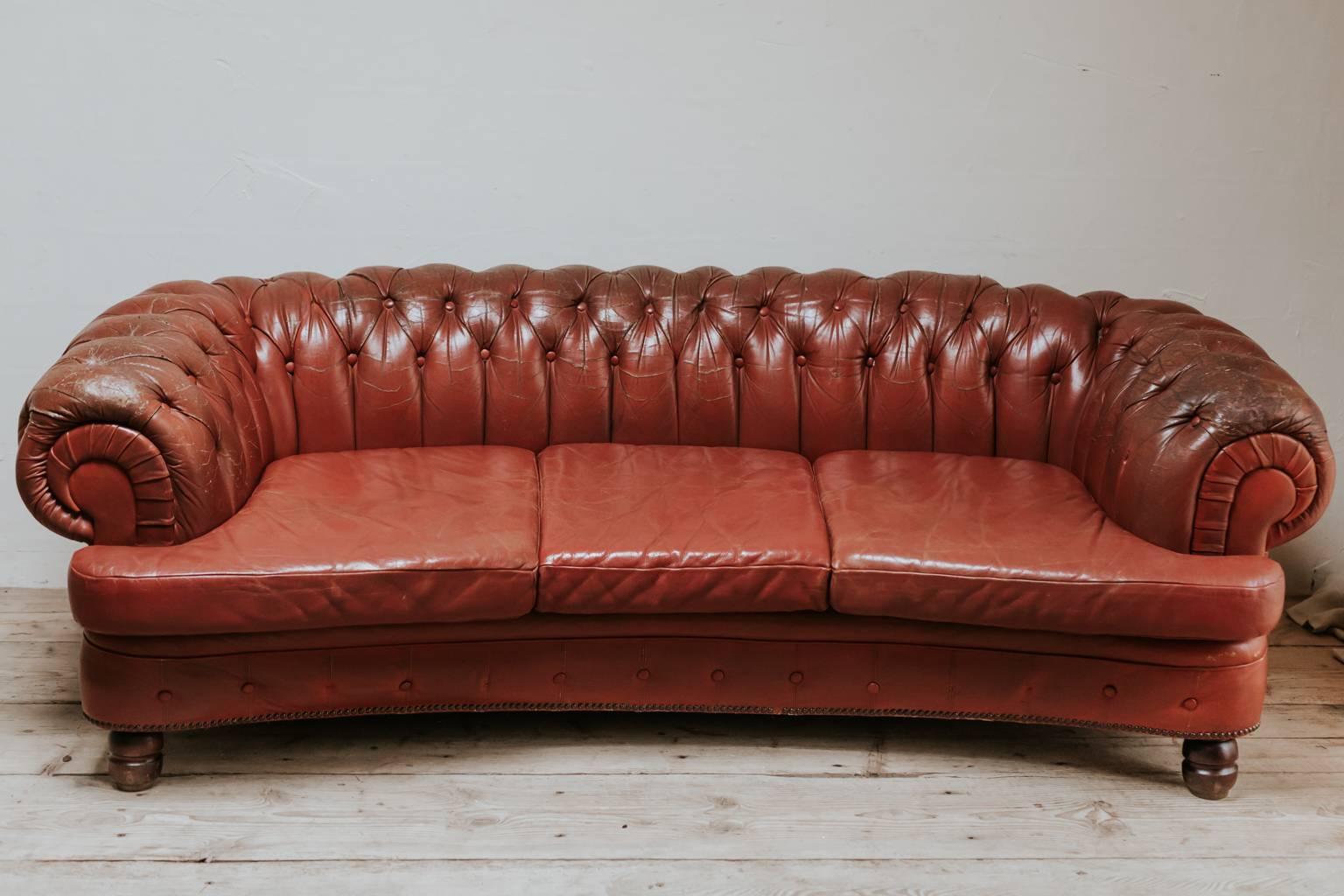 19th Century Red Leather Chesterfield 2