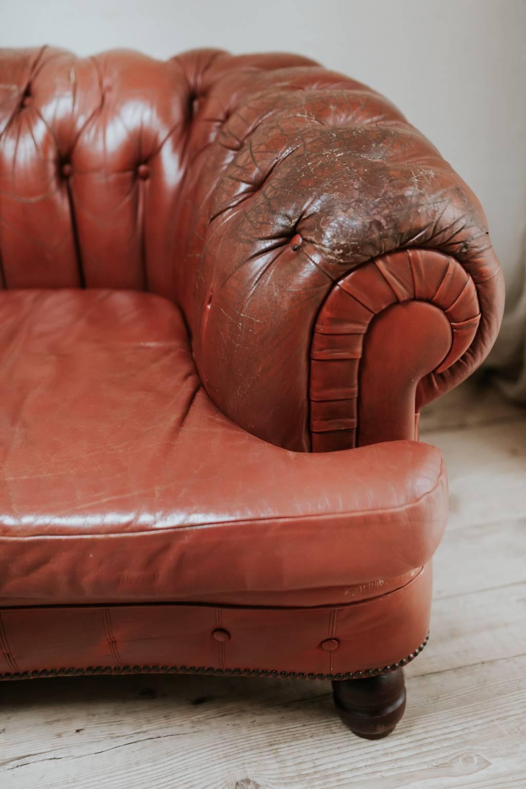 19th Century Red Leather Chesterfield 5