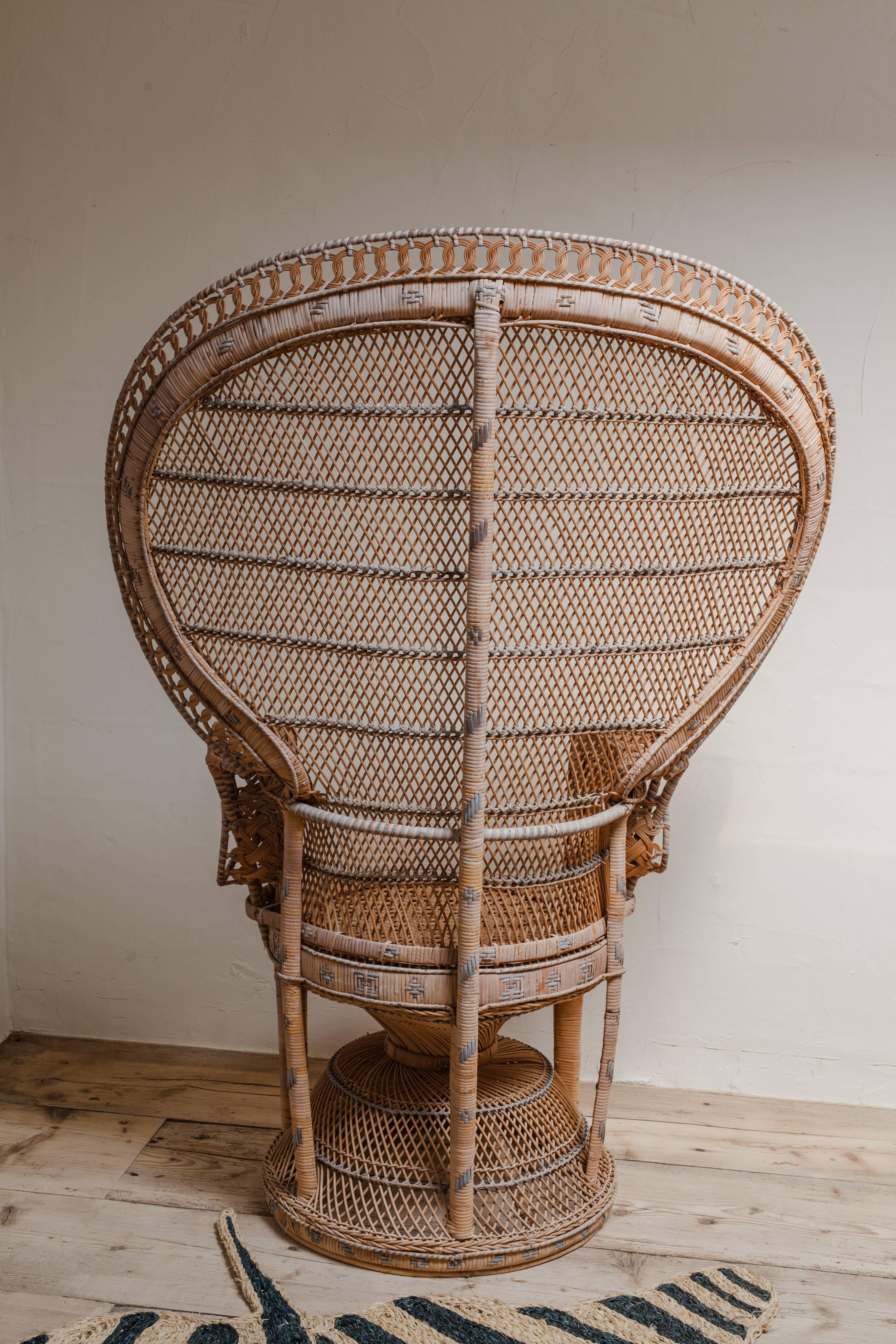 1970s Rattan/Wicker Peacock Chair In Excellent Condition In Brecht, BE