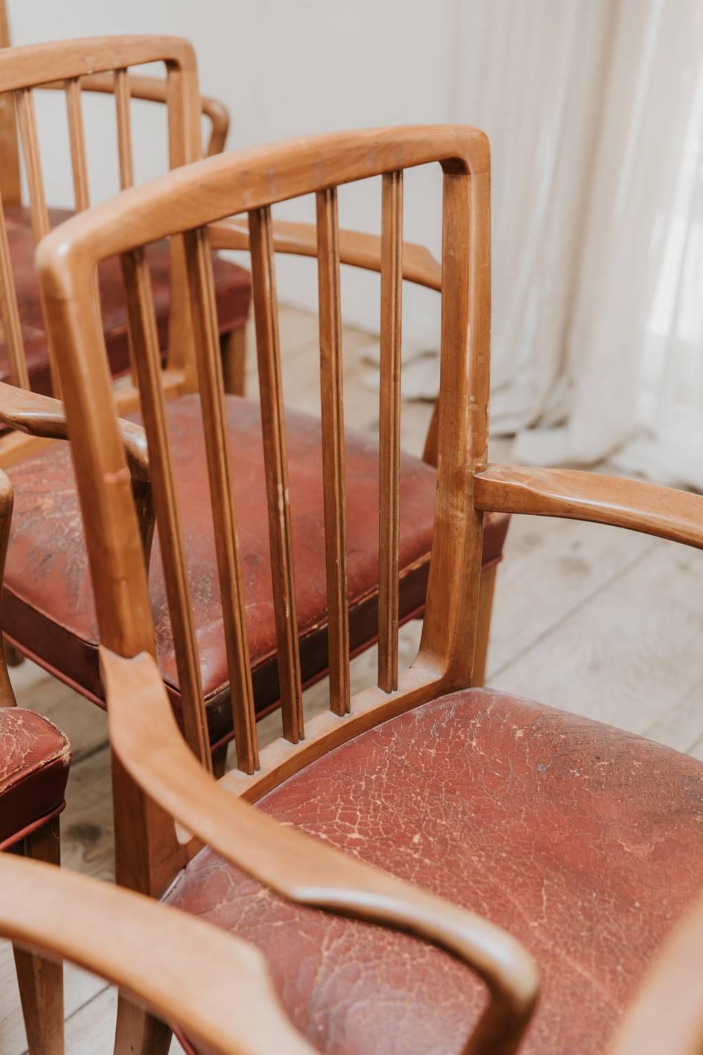 British Early 20th Century Set of Cotswold School Walnut Armchairs