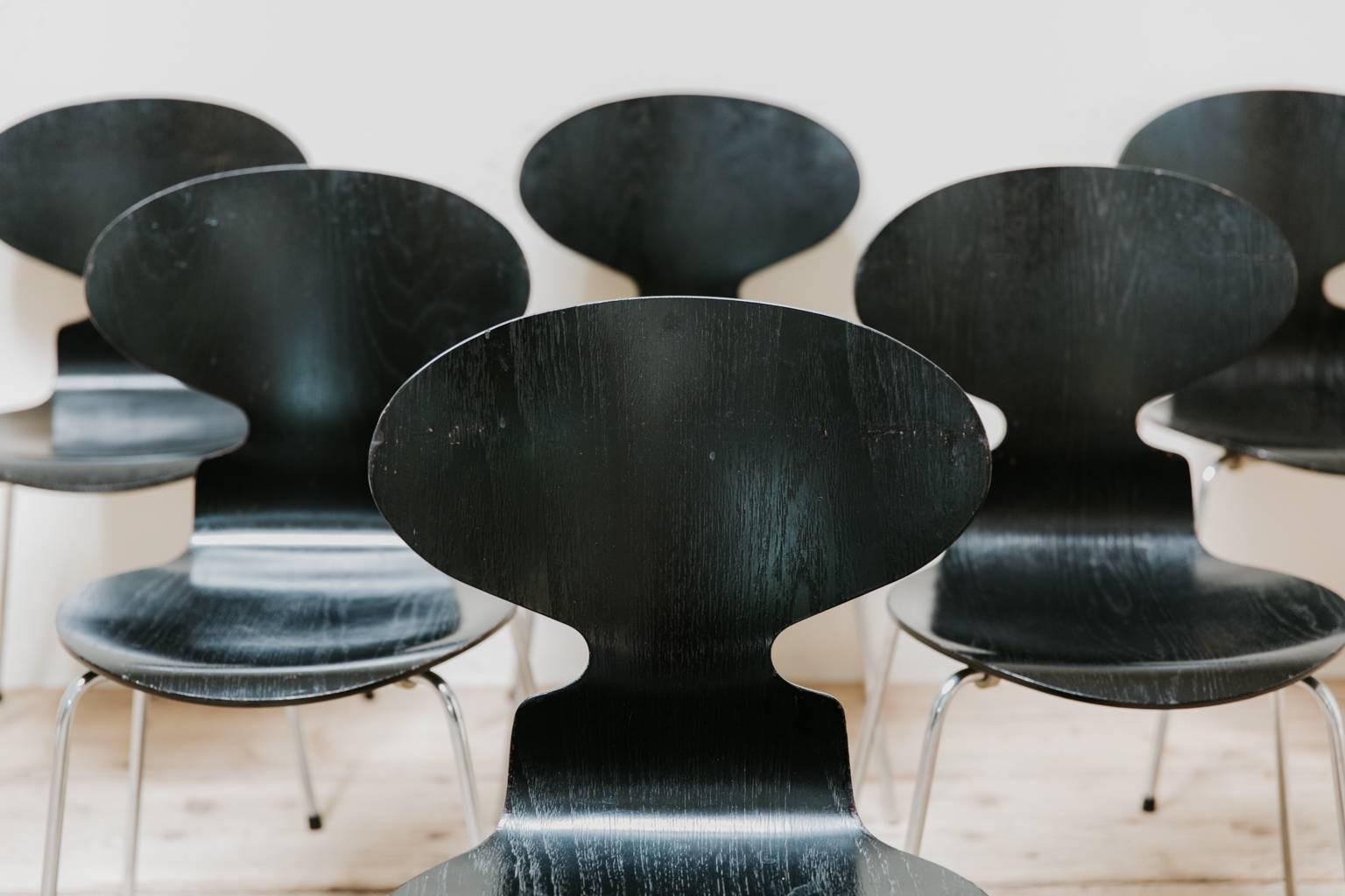 Danish 20th Century Set of Six Ant Chairs by Arne Jacobsen for Fritz Hansen