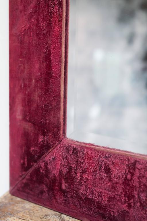 19th Century Red Velvet Framed Mirror