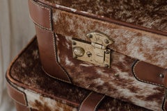 20th Century French Set of Four Suitcases, Leather and Ponyskin