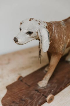 Early 20th Century Childs Toy, Ponyhair Dog on Wheels