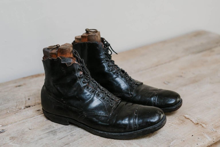 Early 20th Century Pair of Black Leather Giant Shoes at 1stDibs 20th