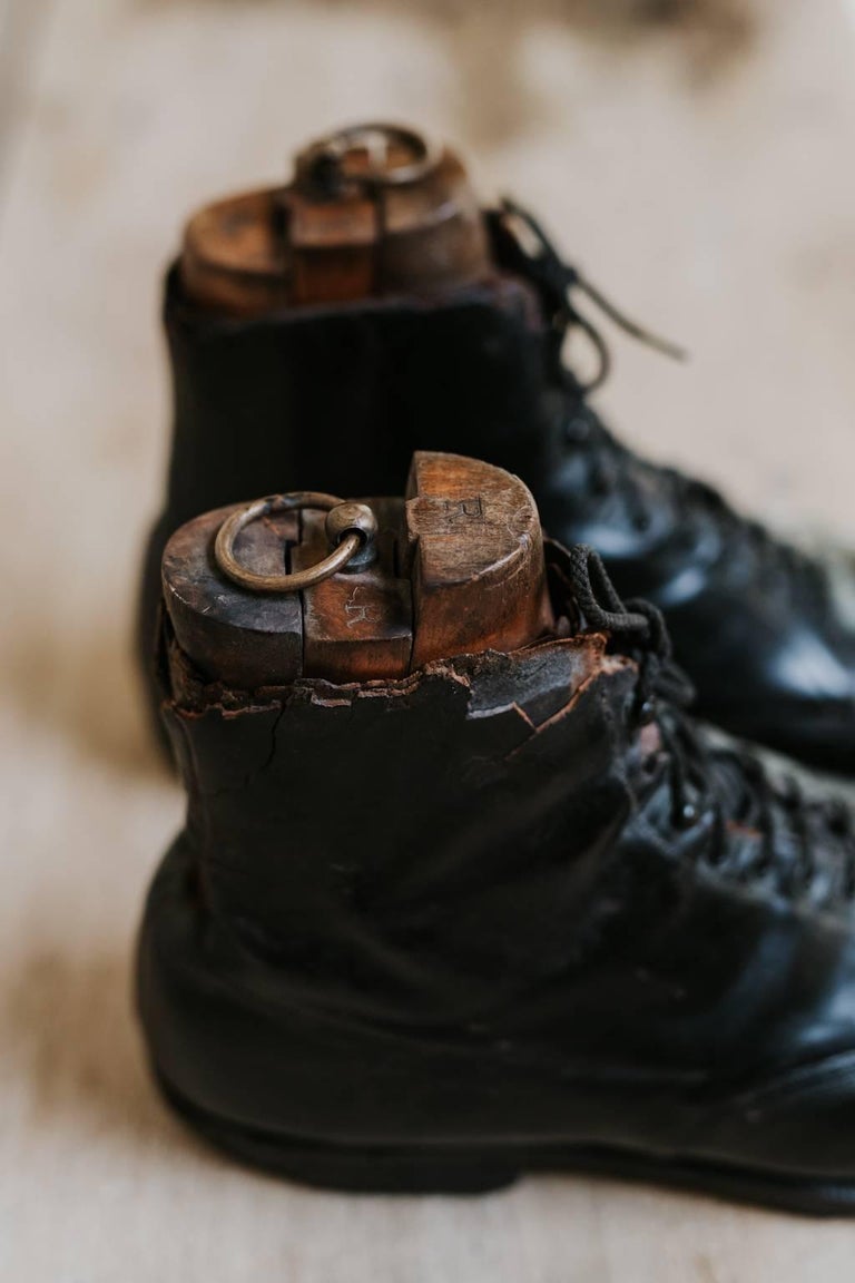 Early 20th Century Pair of Black Leather Giant Shoes at 1stDibs 20th