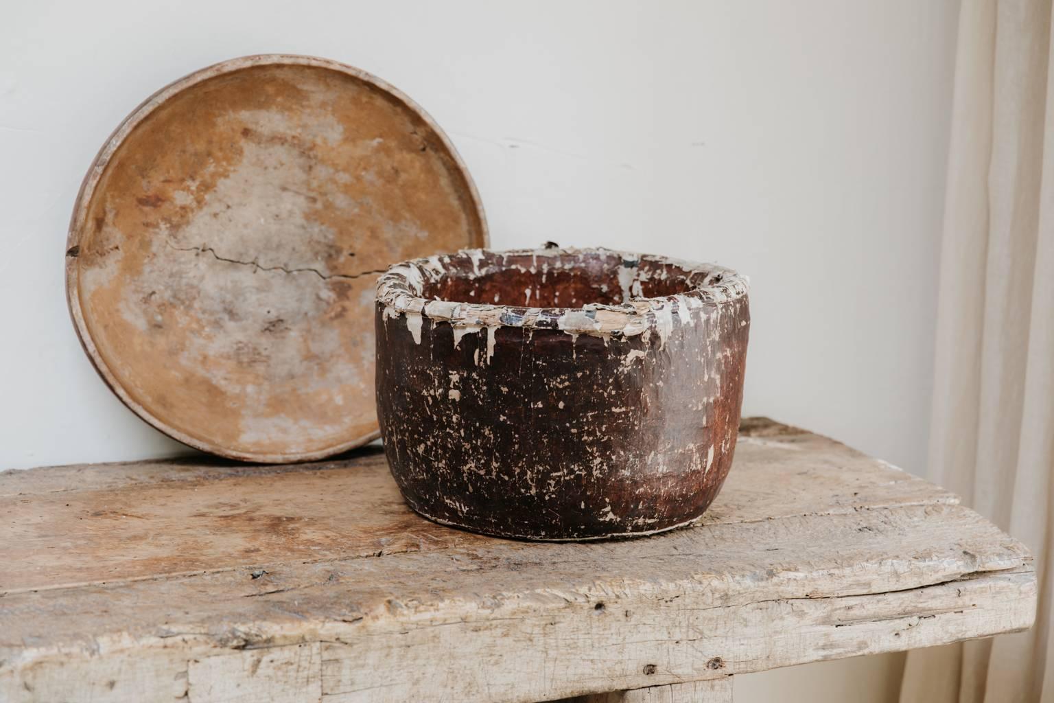 Sri Lankan 19th Century Papier Mâché and Wicker Teabowl