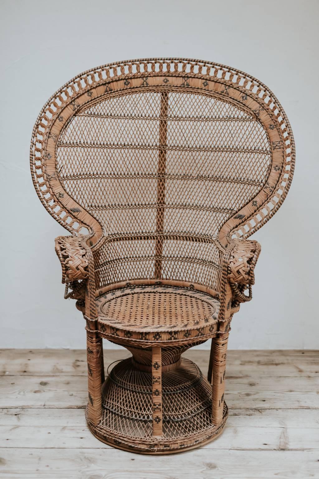 Late 20th Century 1970s Wicker Peacock Chairs