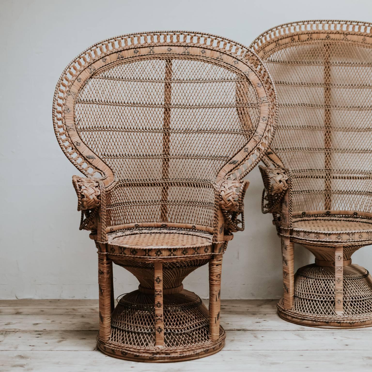 1970s Wicker Peacock Chairs 4
