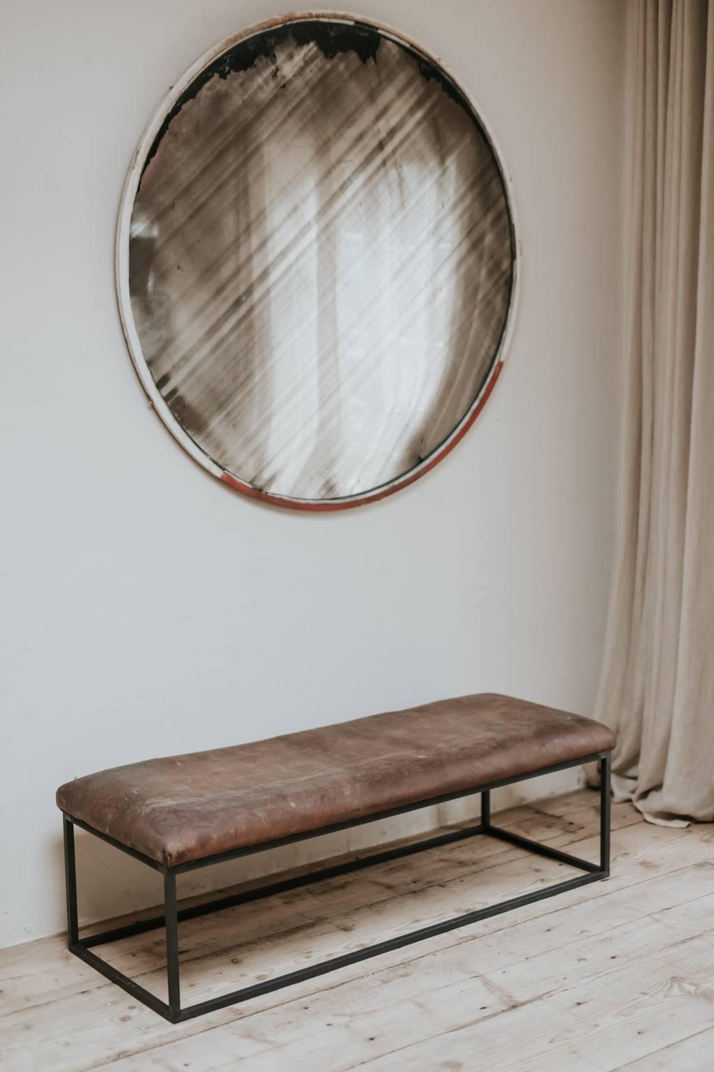 These leather topped coffee tables made of old leather and put in contemporary iron base can be used everywhere, make wonderful bed ends, reading benches in front of a window or coffee tables.
 