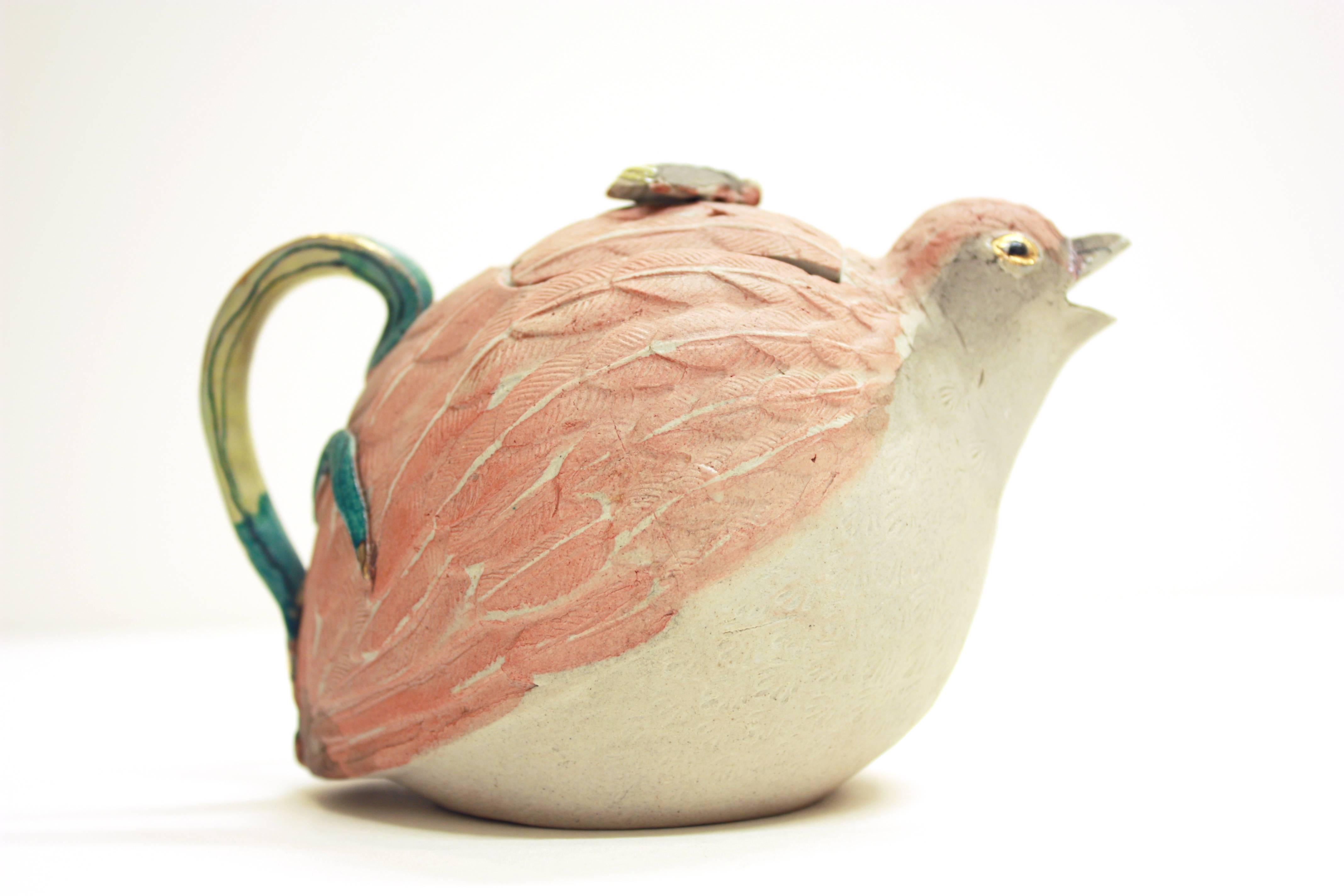 Taisho Japanese Meiji Earthenware Banko Quail Teapot, 20th Century Ceramics