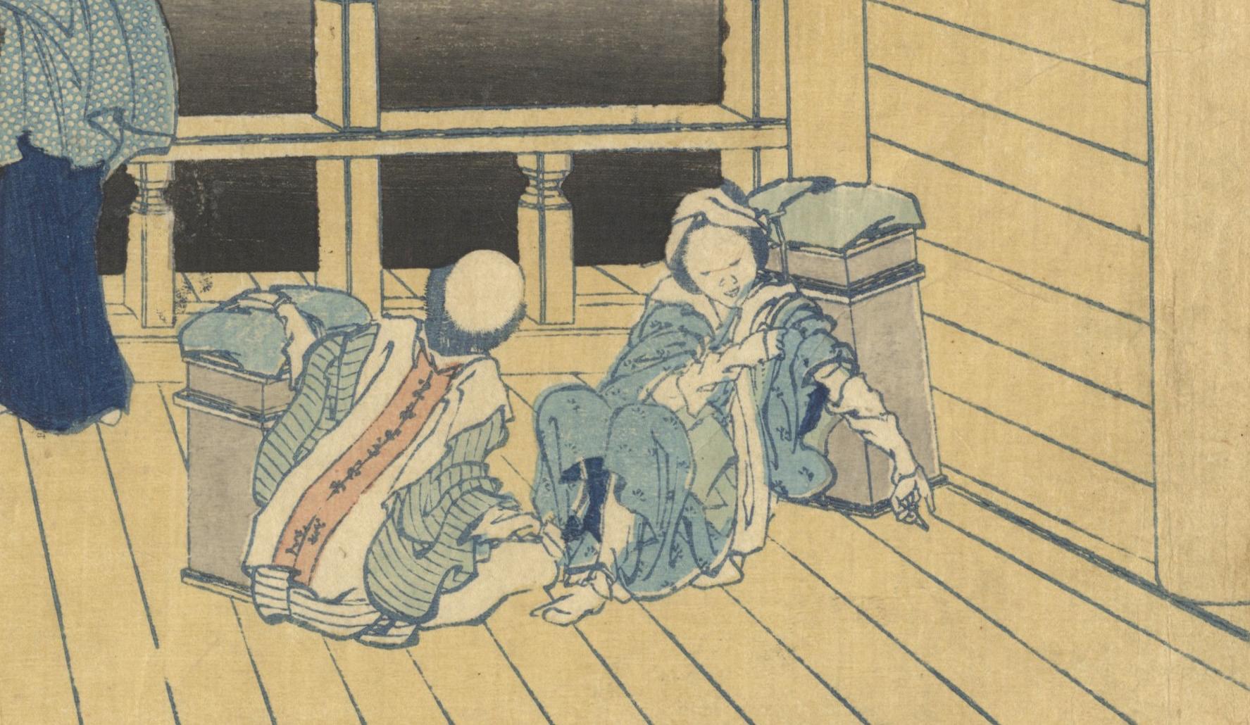 Hand-Crafted Edo Era Japanese Woodblock Print, Hokusai Ukiyo-e 19th Century Woodcut For Sale