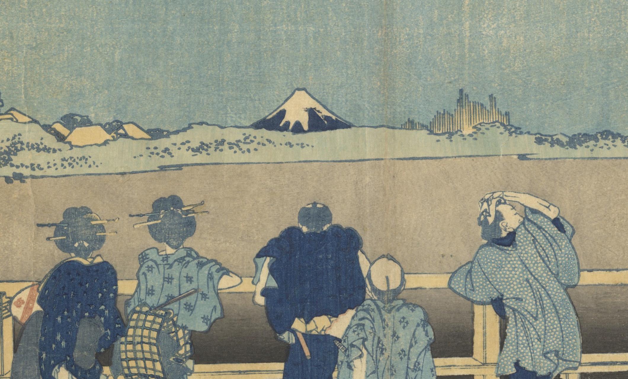 Edo Era Japanese Woodblock Print, Hokusai Ukiyo-e 19th Century Woodcut In Good Condition For Sale In London, GB