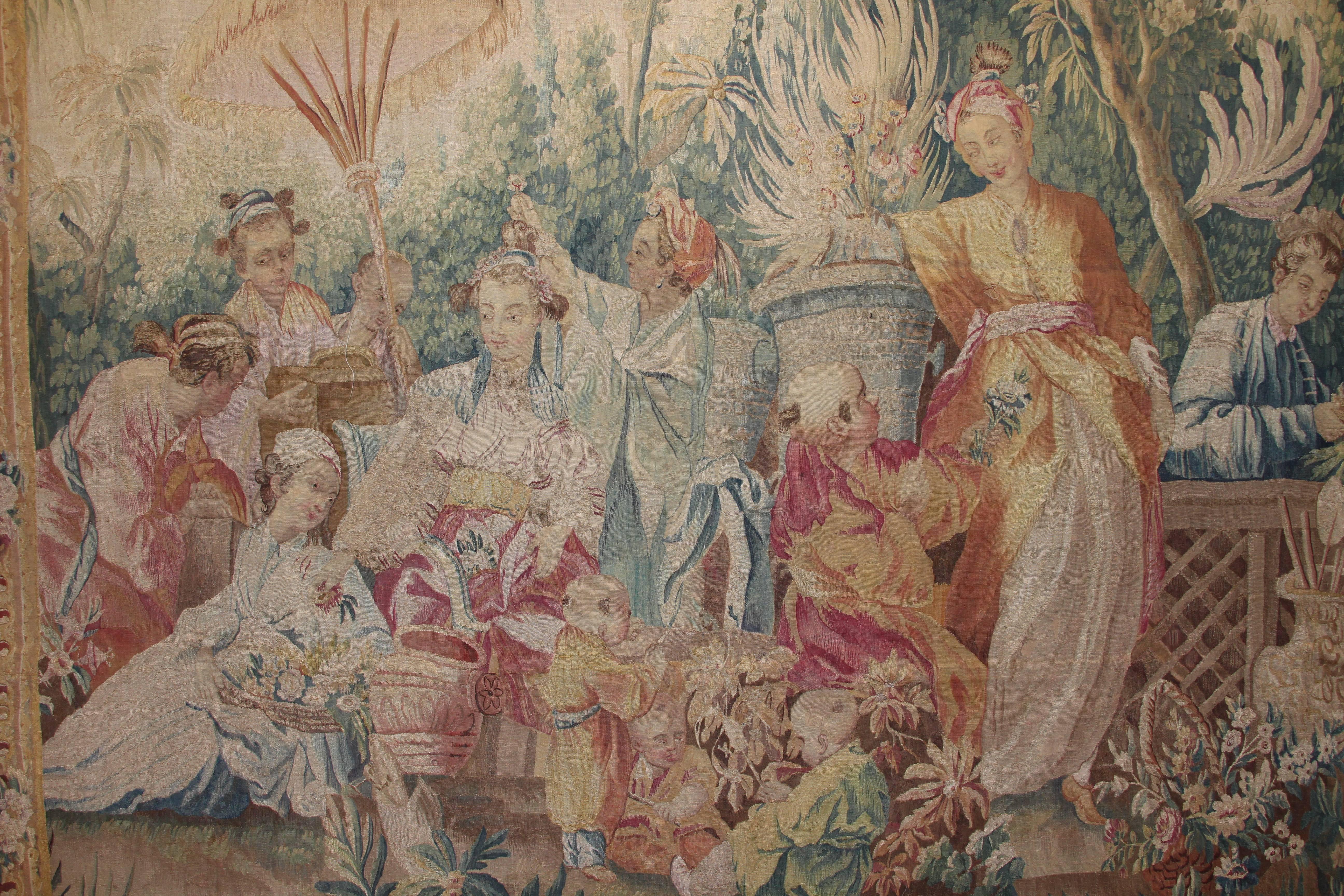 Mid-18th Century 18th Century Tapestry Aubusson, 1754-1755 For Sale