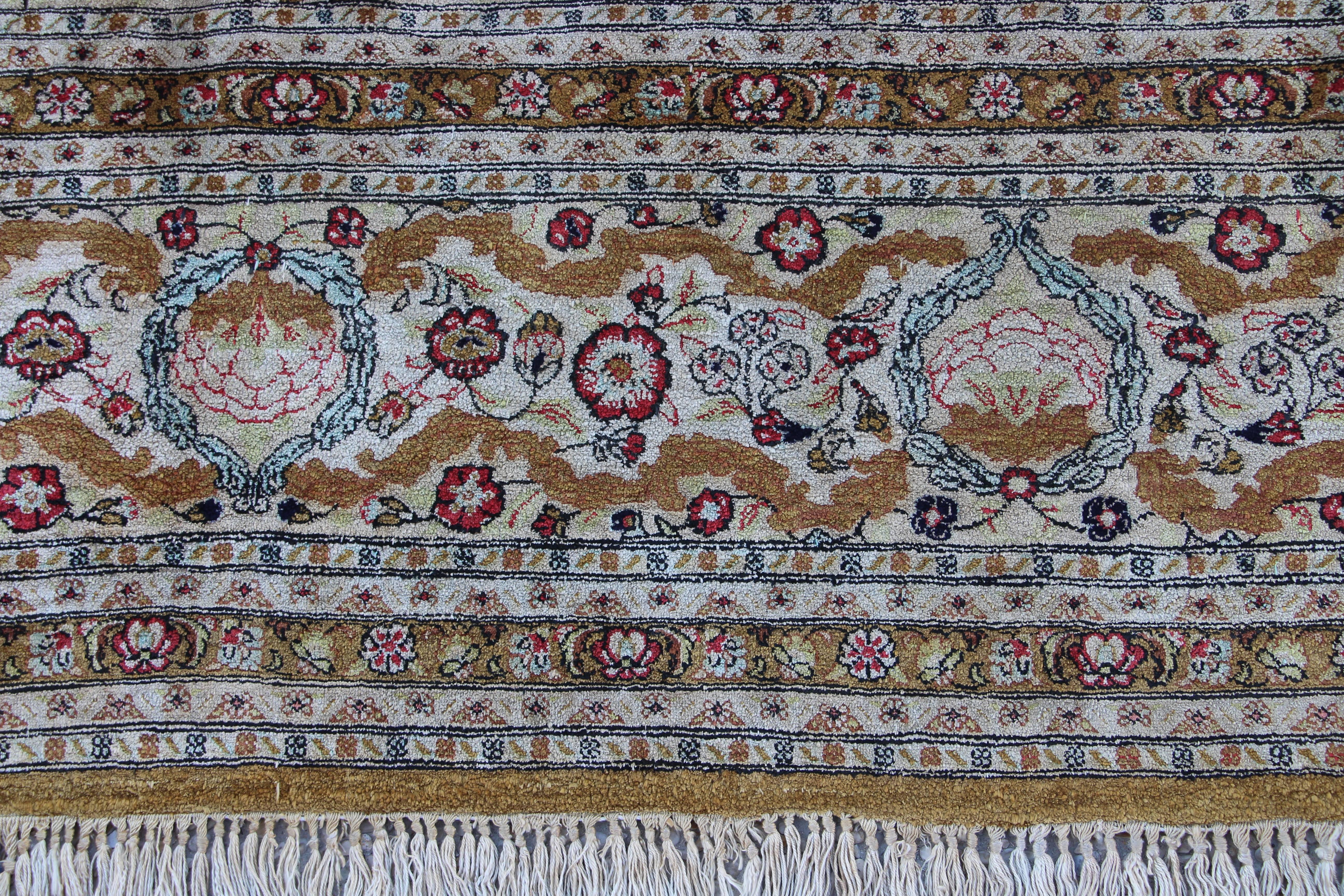 Persian Rare Great Goum in Silk Extra Fine Quality, circa 1960, 20th Century For Sale