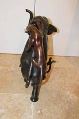 Late 19th Century Japenese Bronze Elephant Fighting Tigers