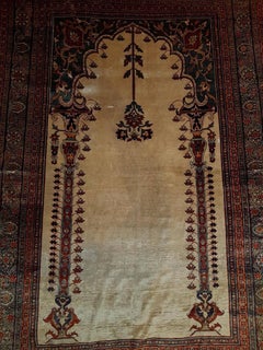 Iranian Rug in Silk, Heriz Iran, 19th Century