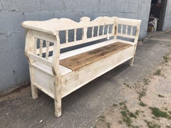 French Antique Vintage Bench/Seat Painted Settle