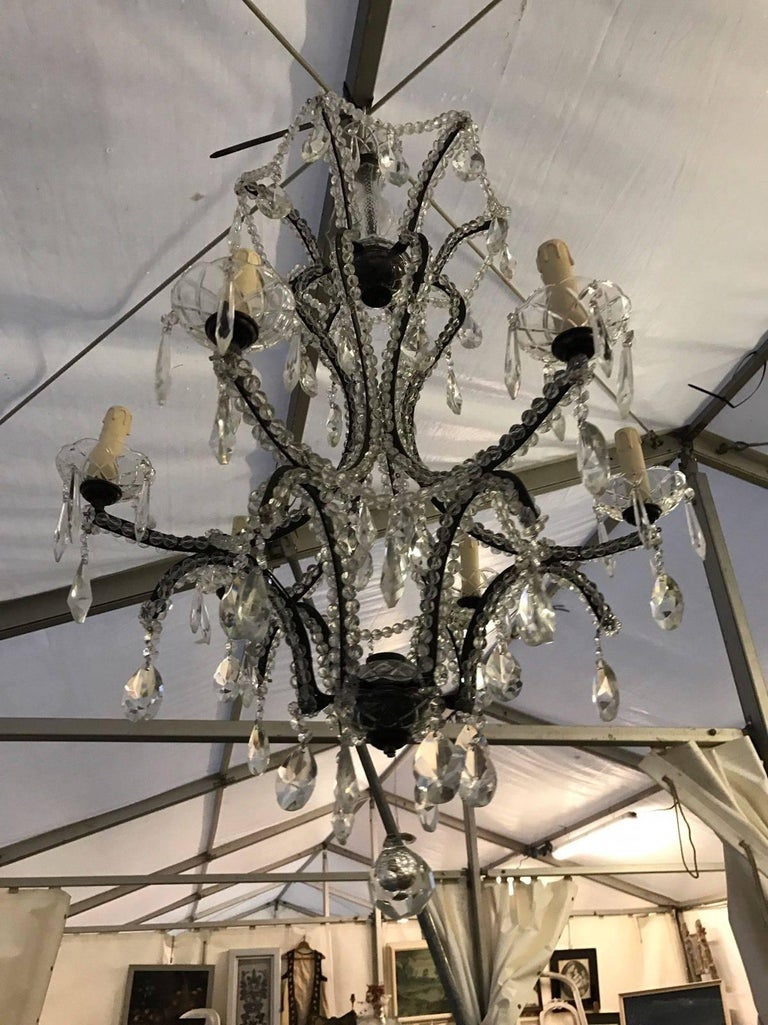 Beautiful Antique French Chandelier Crystal Beaded Rare For Beautiful Antique French Chandelier Crystal Beaded Rare In Good Condition For