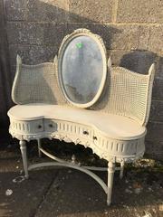 Antique French Dressing Table with Mirror and Original Paint