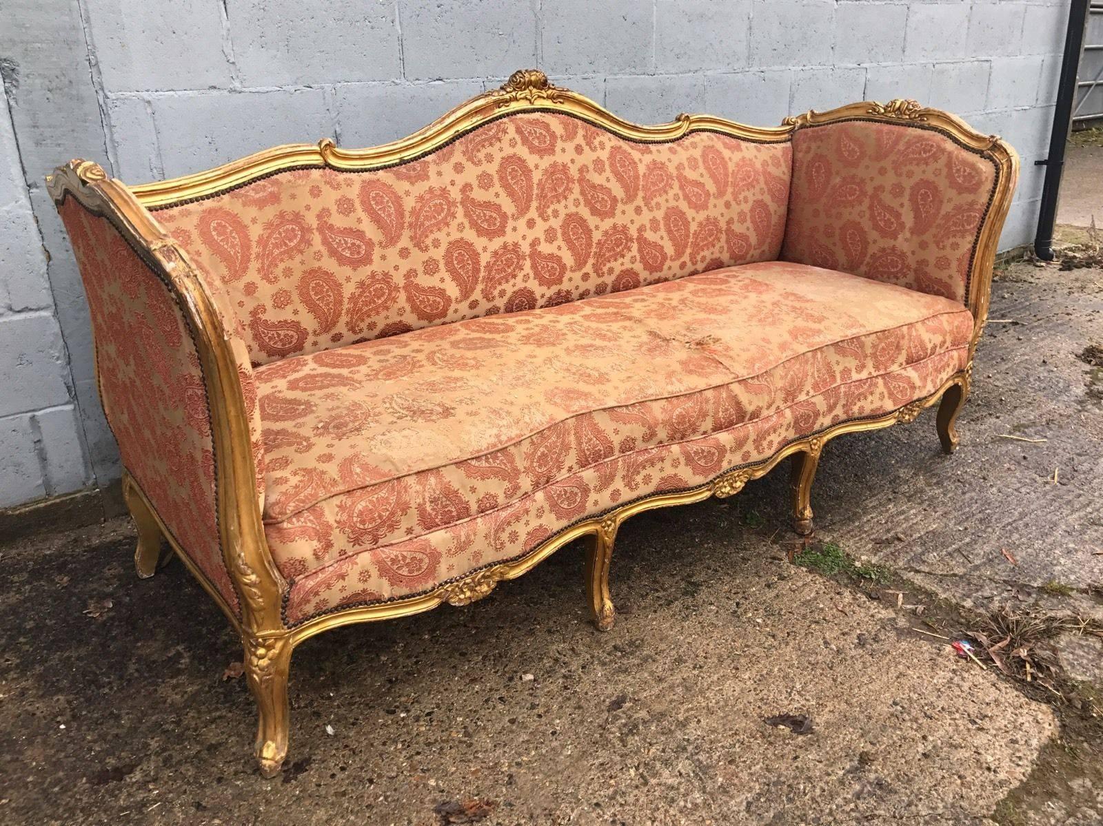 Here we have a beautiful French Rococo sofa. The giltwood work is in fantastic condition, along with the beautiful fabric. 

Slight 2