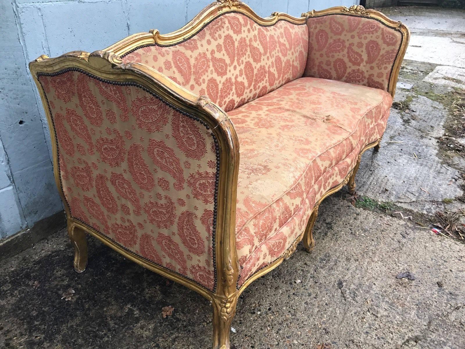 Louis XV Rare, Antique and Vintage French Rococo Saloon, Gilt Gold Sofa