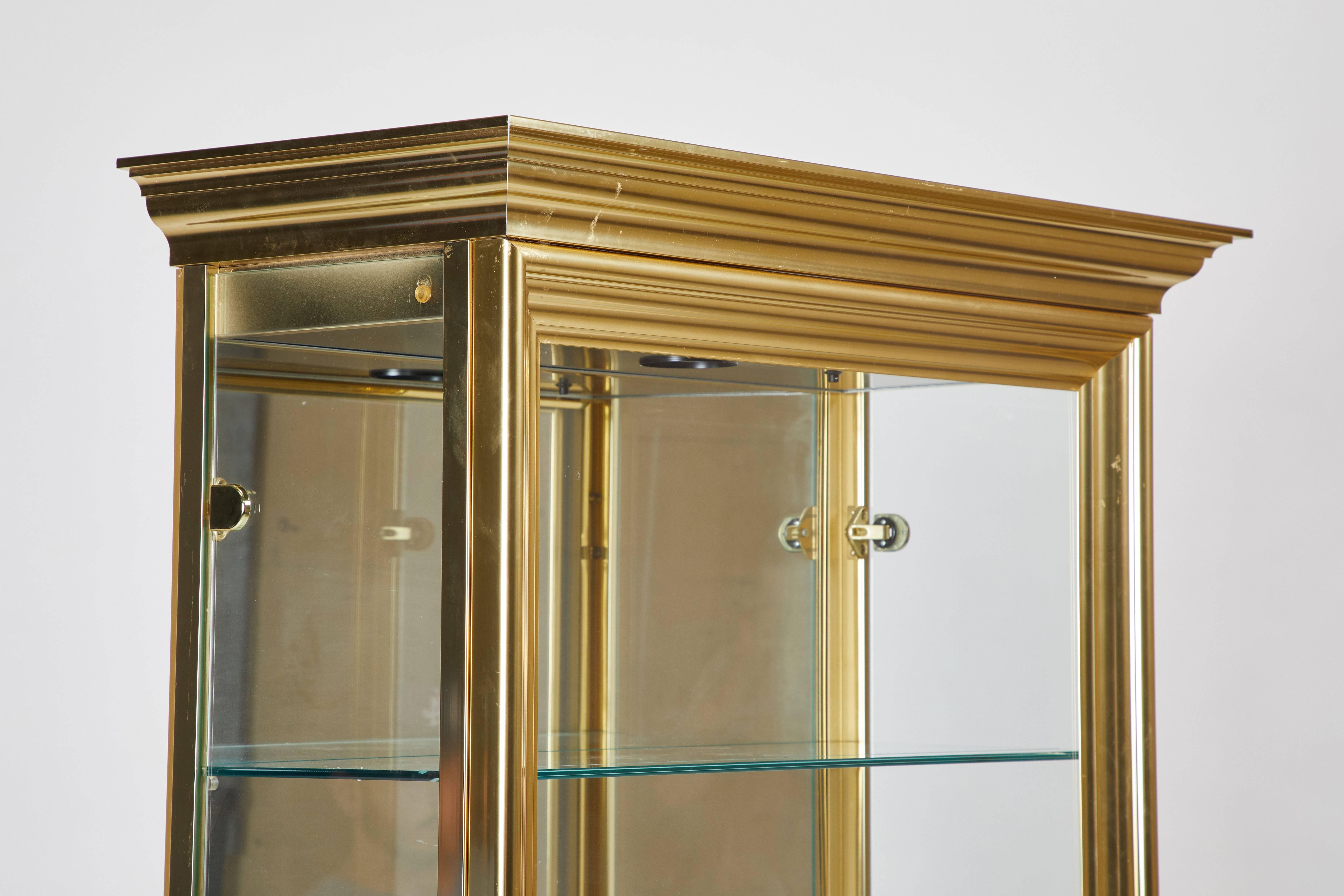 Polished Mastercraft Style Brass Display Cabinet