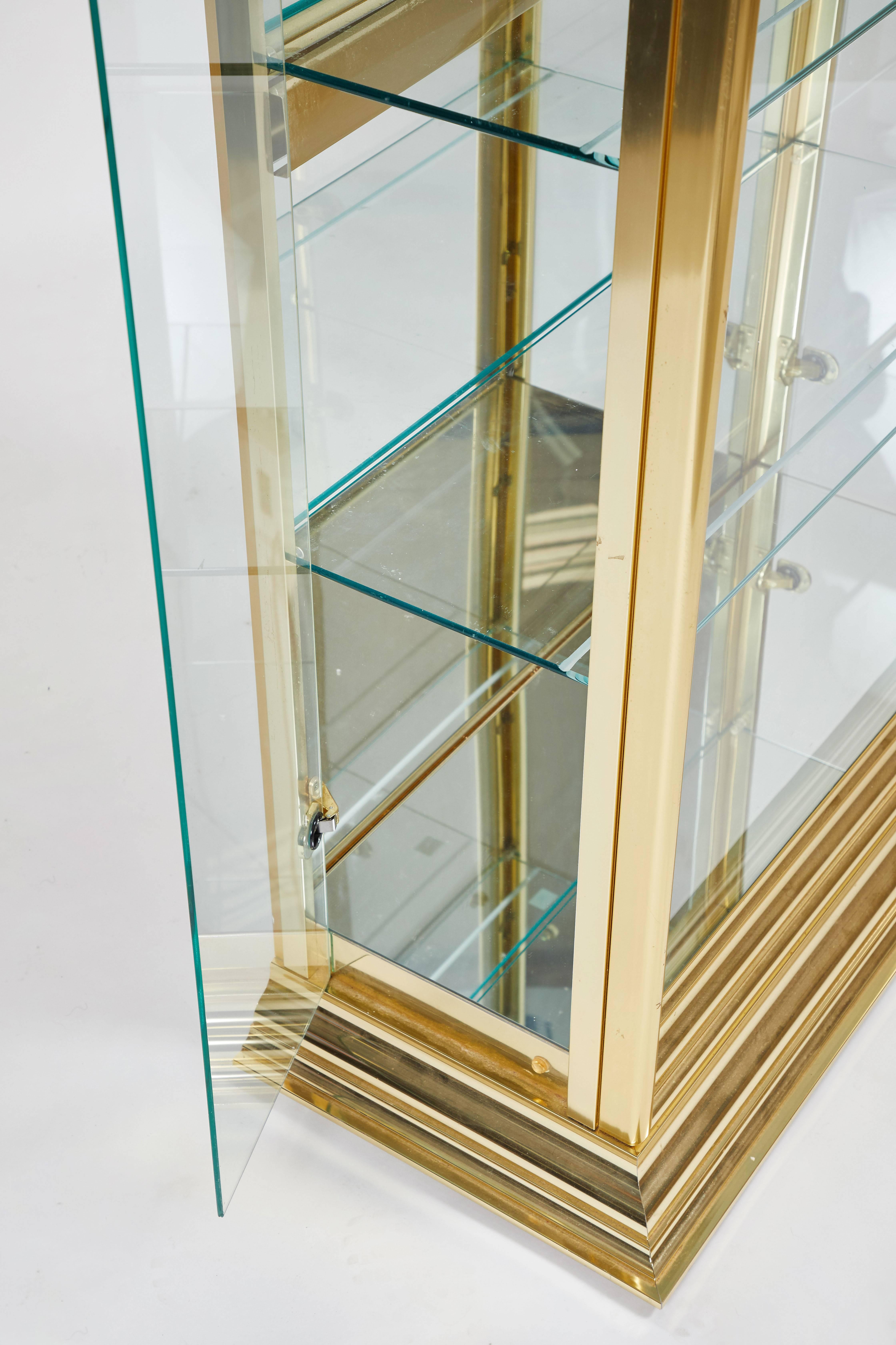 Late 20th Century Mastercraft Style Brass Display Cabinet