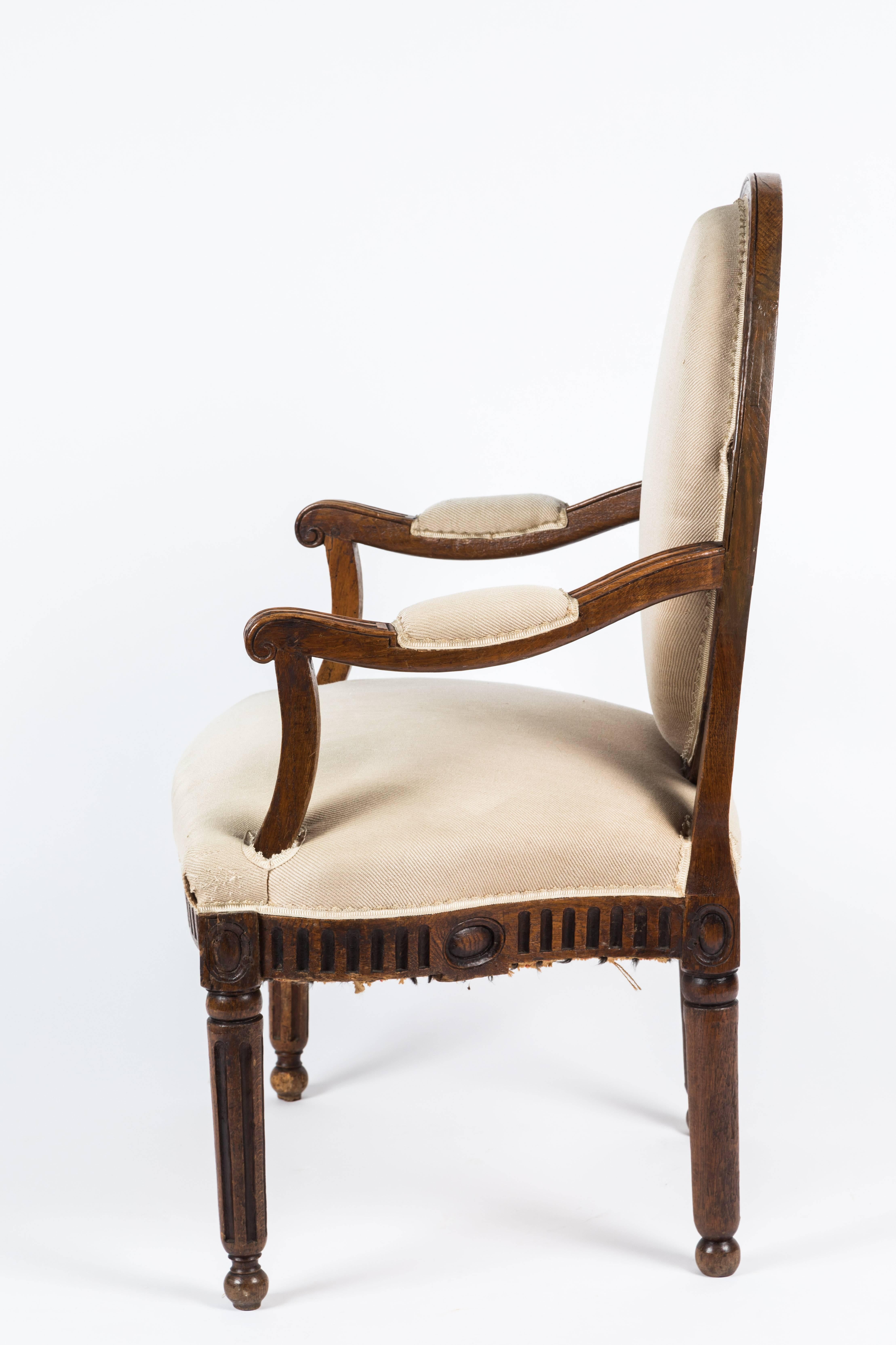 Fabric Pair of Antique Italian Neoclassical Style Armchairs For Sale