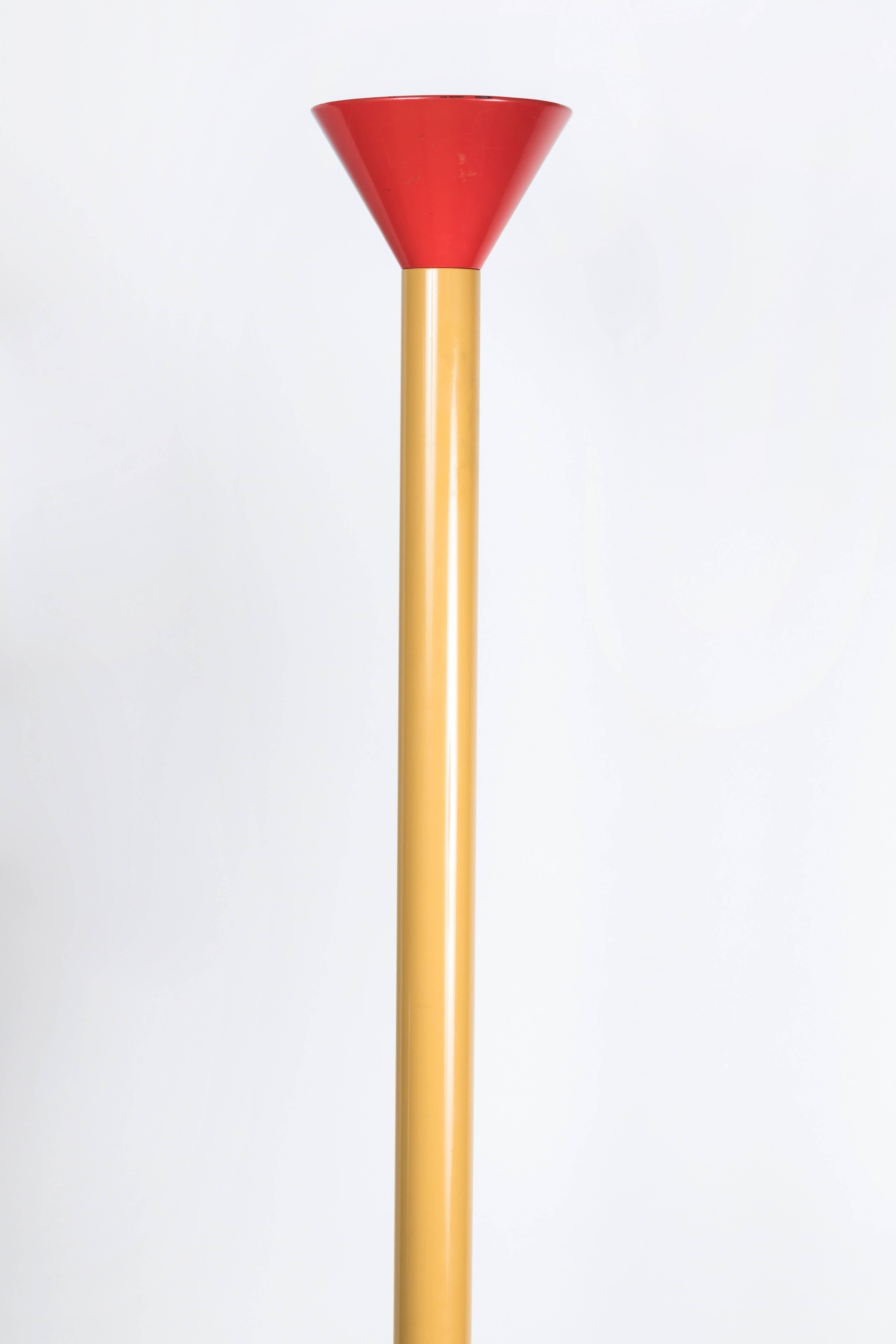 Ettore Sottsass Callimaco floor lamp for Artemide, Italian, created in 1980. Works with European plug with adapter.