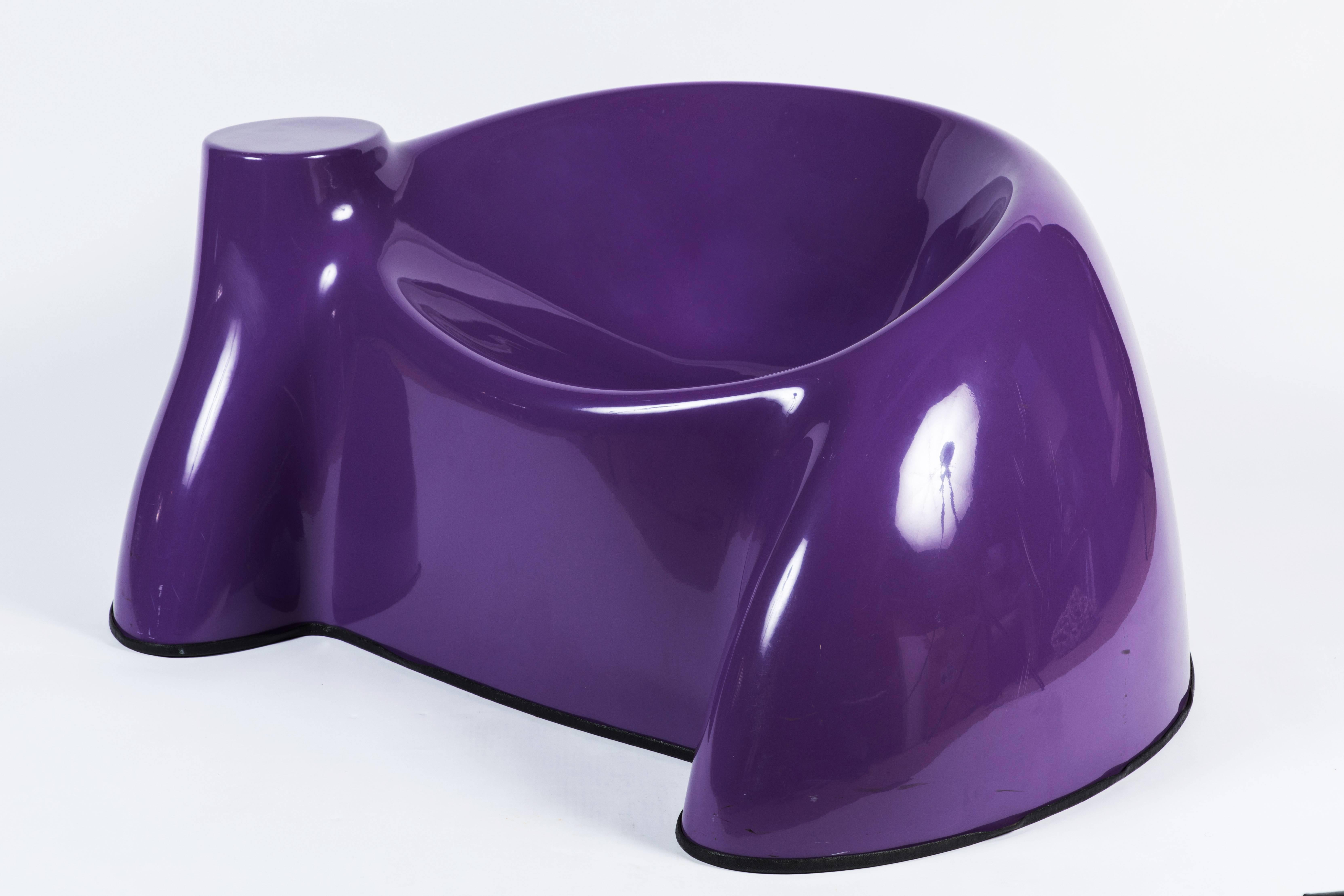 Purple fiberglass castle chair from Wendell Castle's iconic Molar Series.