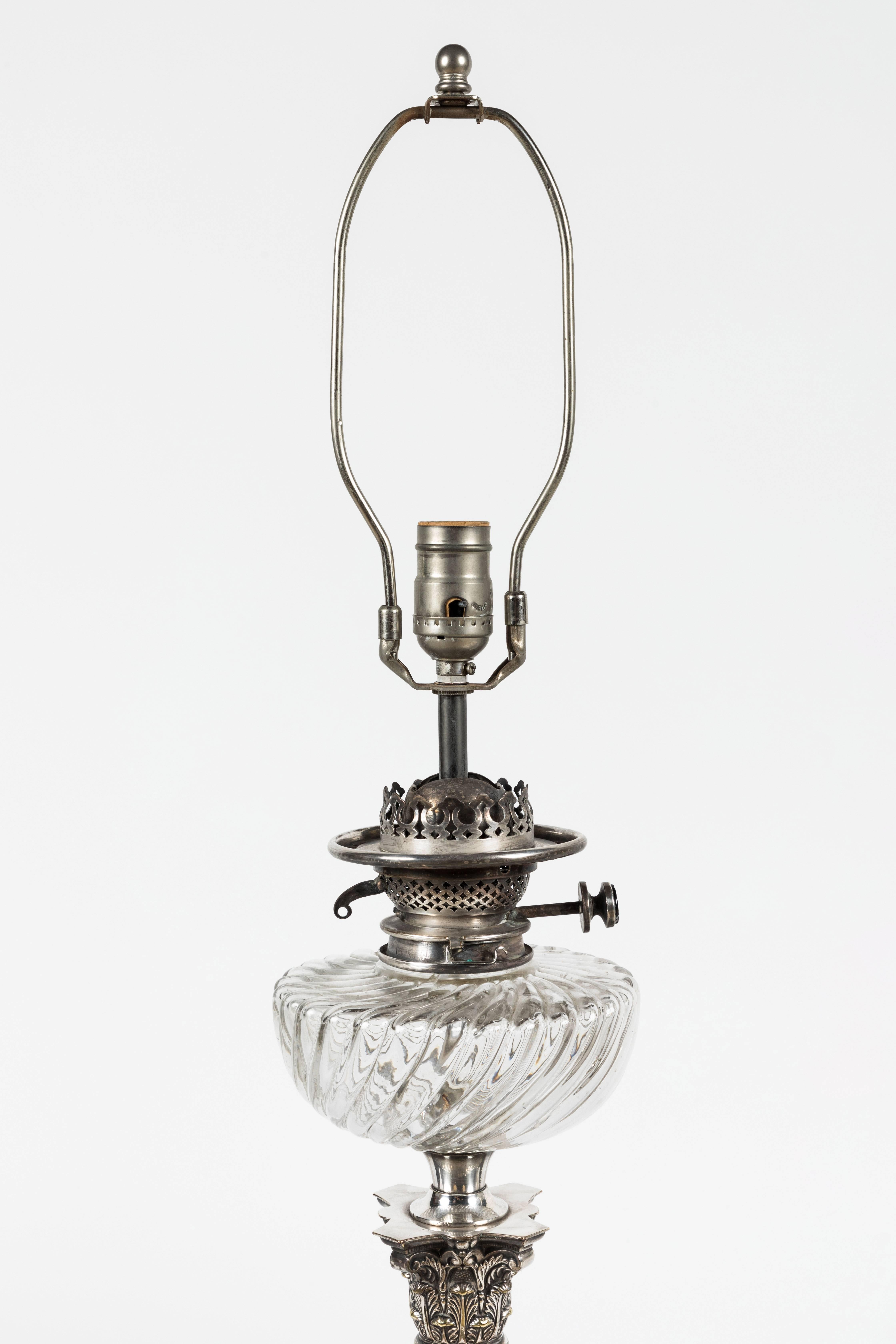 Edwardian Large, Converted English Oil Lamp For Sale