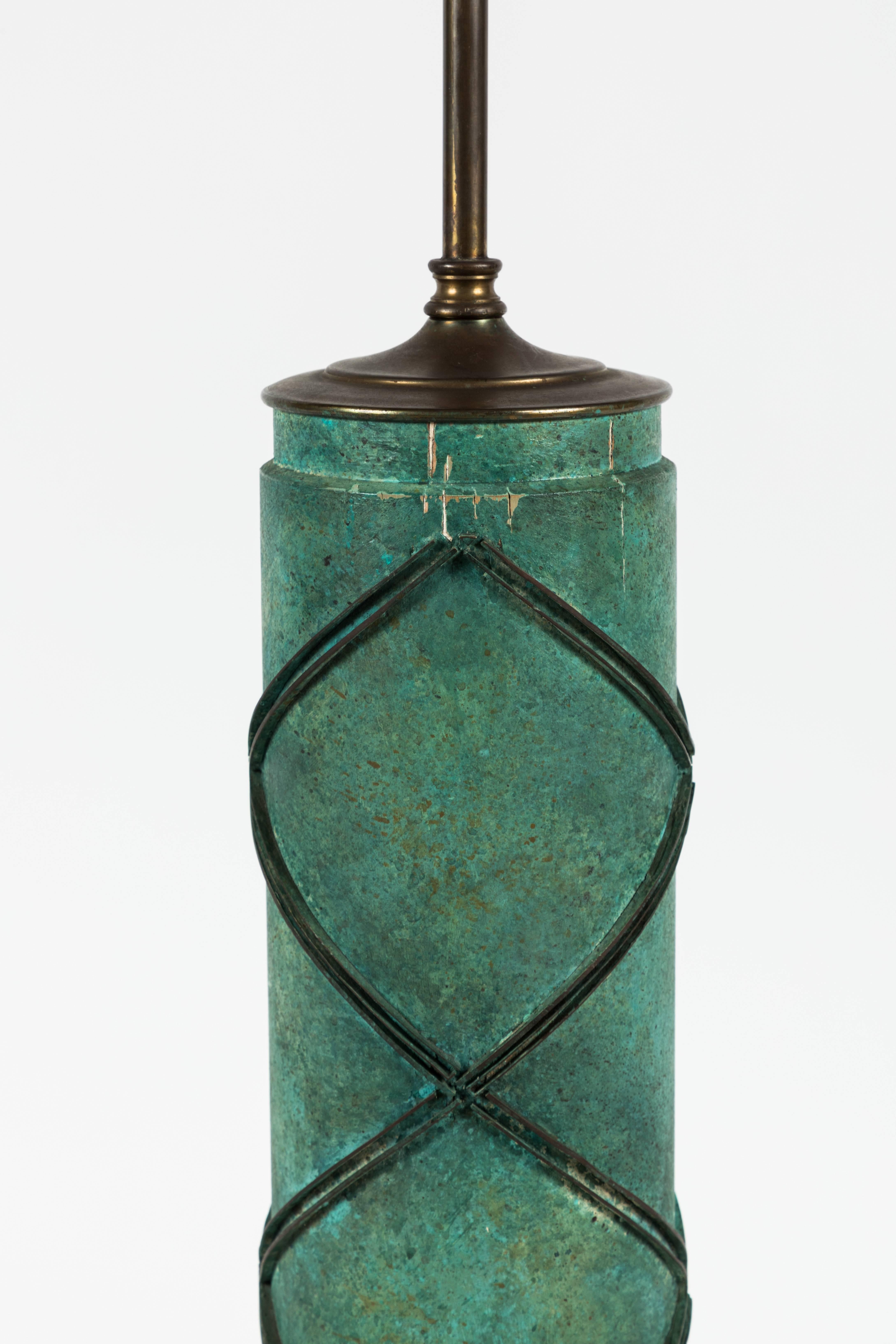 Patinated Midcentury Verdigris Table Lamp For Sale