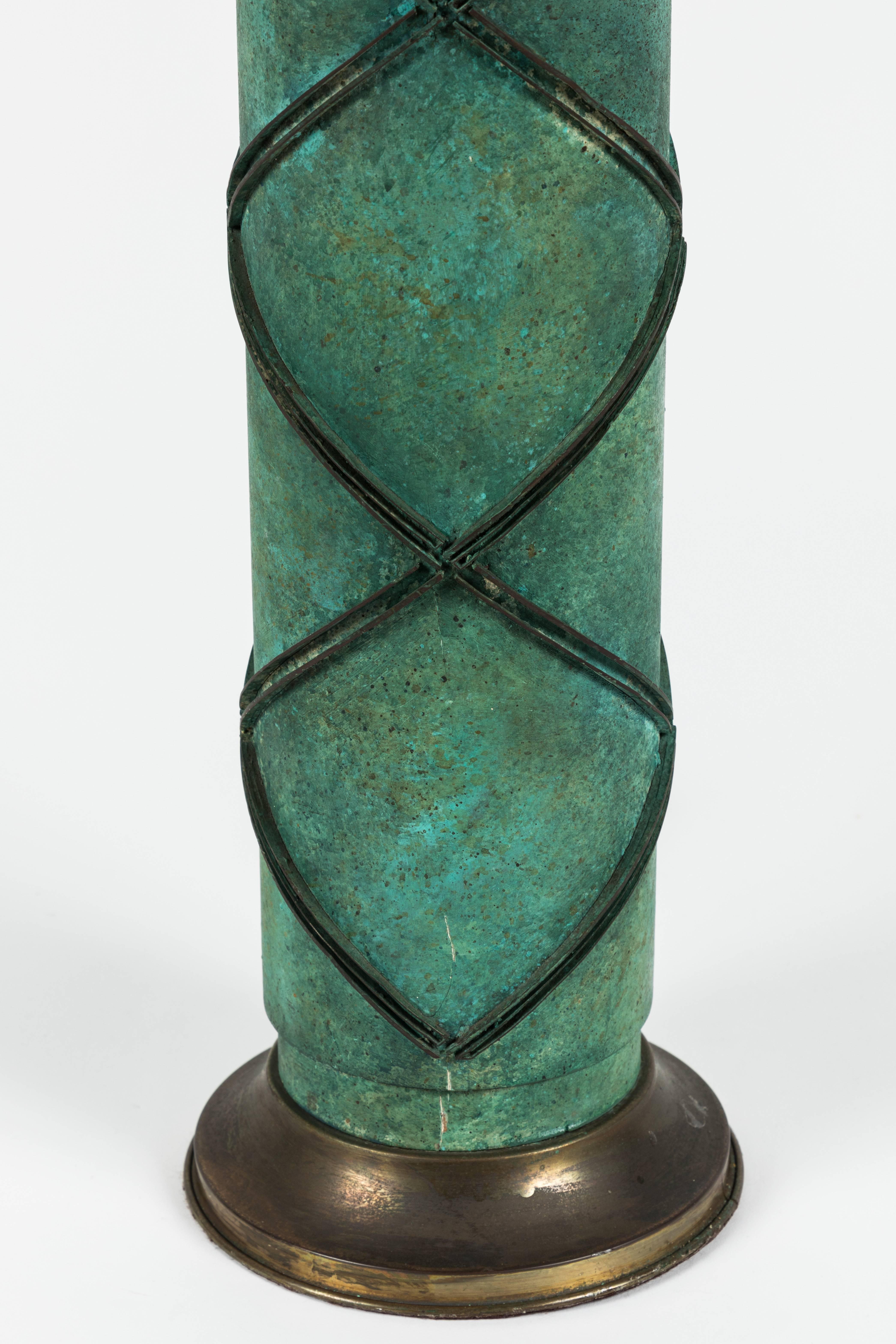 Midcentury Verdigris Table Lamp In Good Condition For Sale In LOS ANGELES, CA