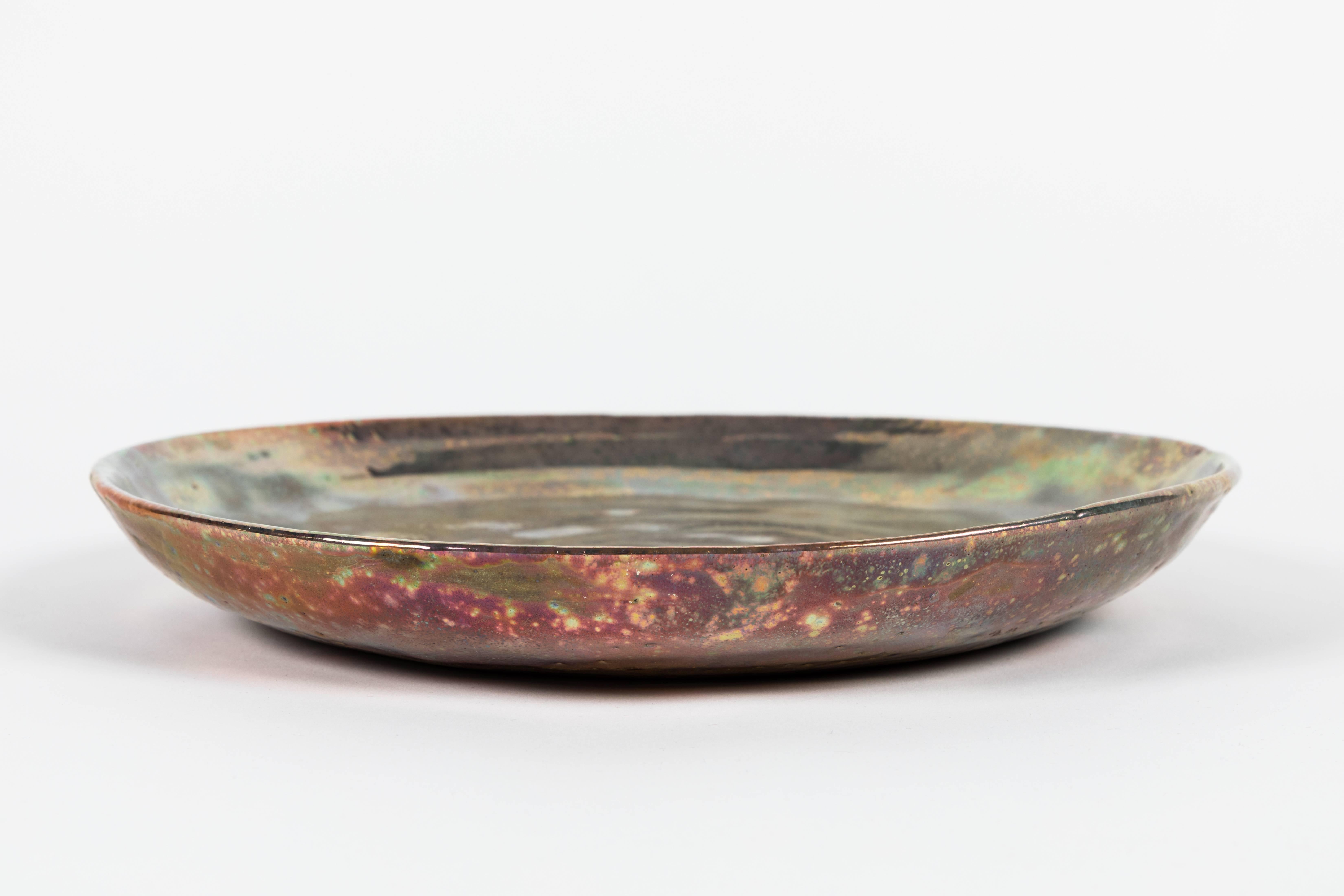 Glazed Beatrice Wood Iridescent Earthenware Charger