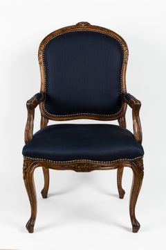 Coppia di poltrone Fauteuil blu Luigi XV
