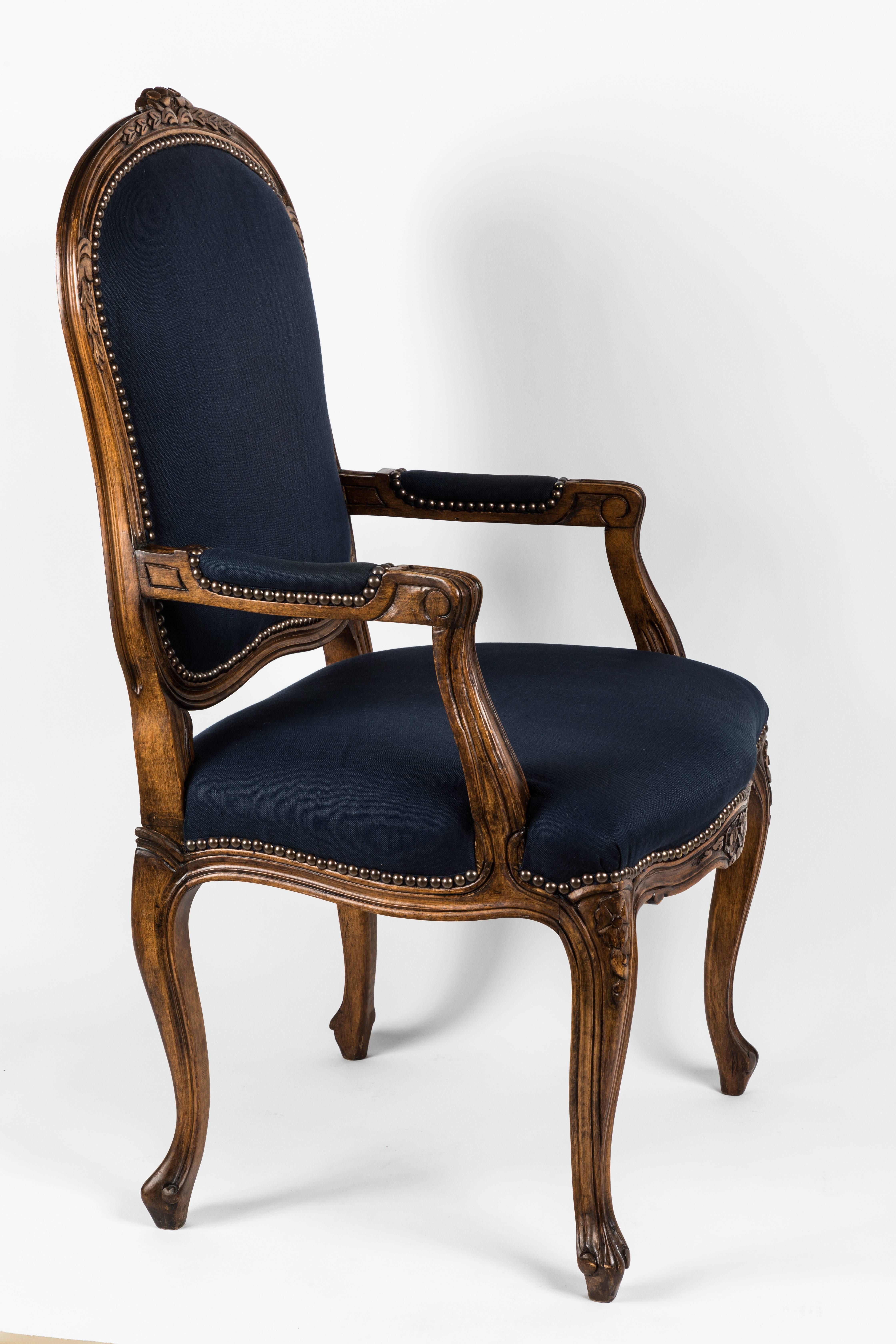 XVIIIe siècle et antérieur Paire de Fauteuils Louis XV Bleu en vente