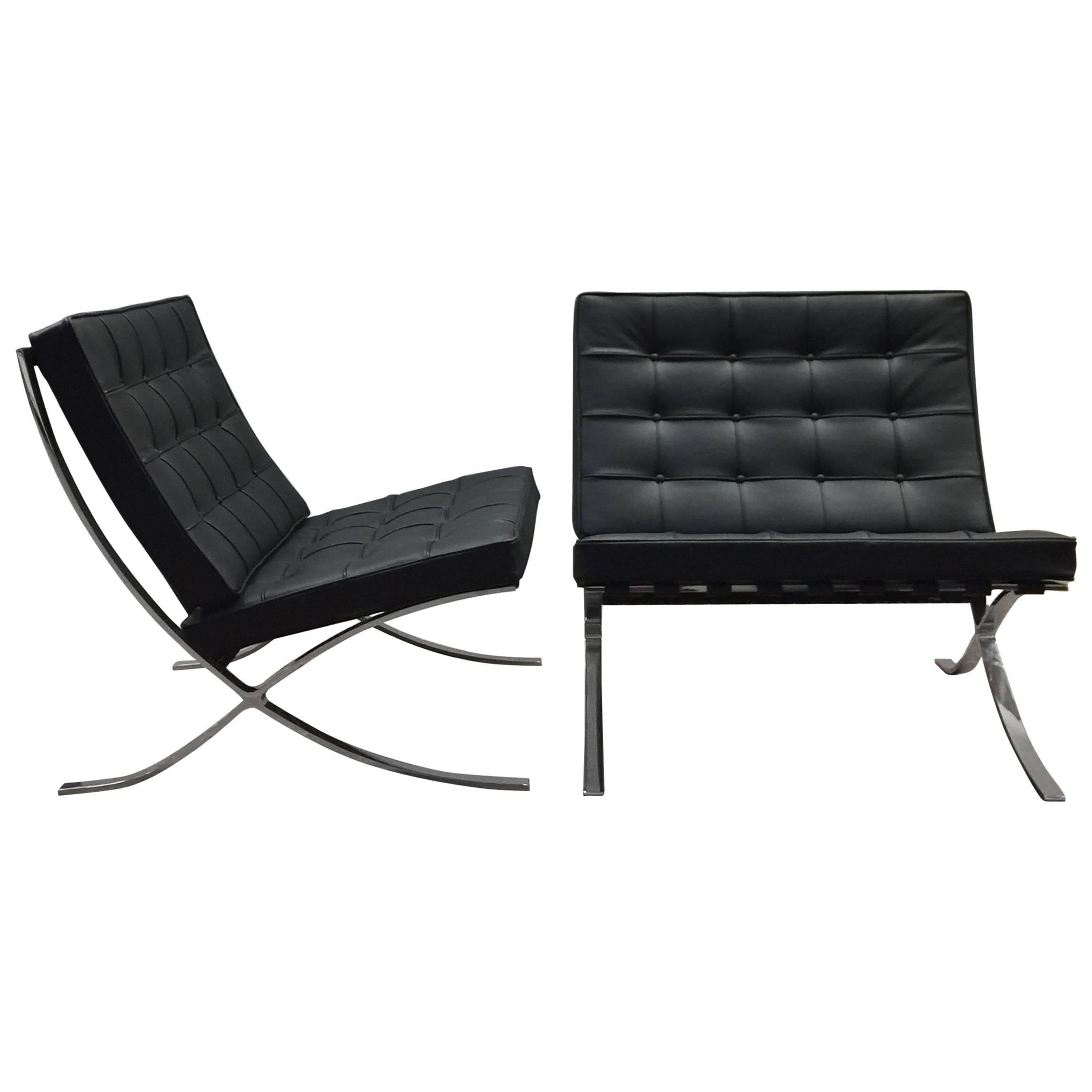Pair of Ludwig Mies van der Rohe Barcelona Chairs, Knoll Edition