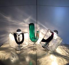 Carlo Nason Glass Hearts Graphics couple of table lamps for Mazzega, 1970