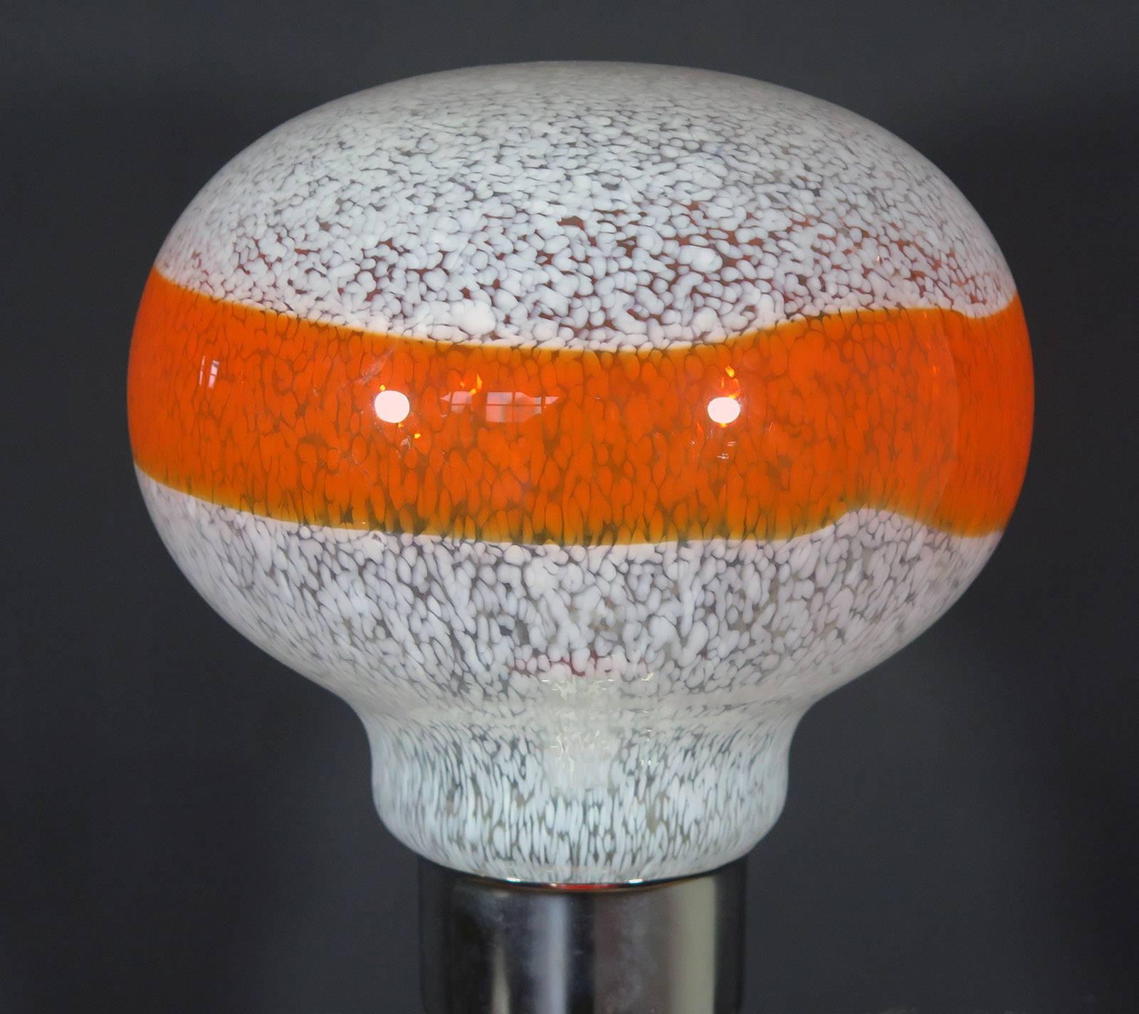 Mazzega White Orange Bubble Glass Floor Lamps For Sale 3