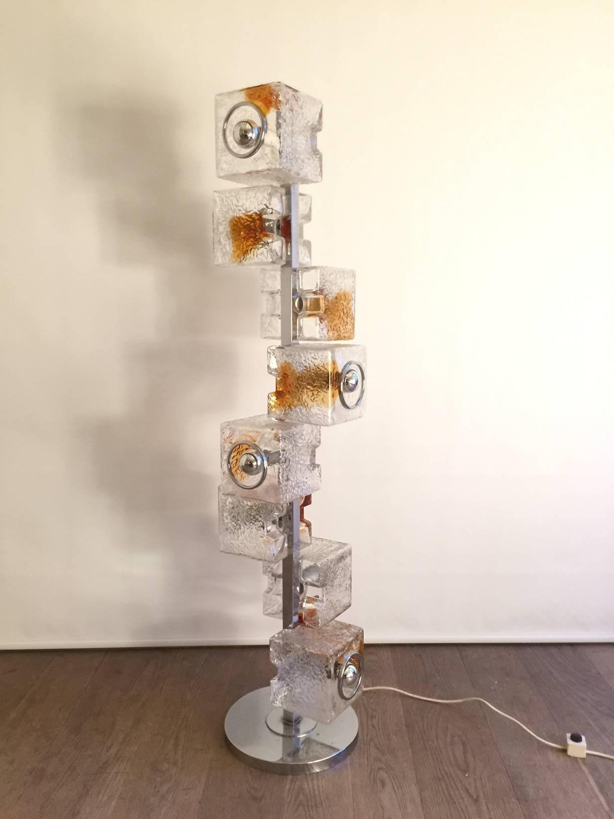  Toni Zuccheri Cubes Floor Lamp, VeArt, Murano Italy, 1970 In Excellent Condition For Sale In Padova, IT