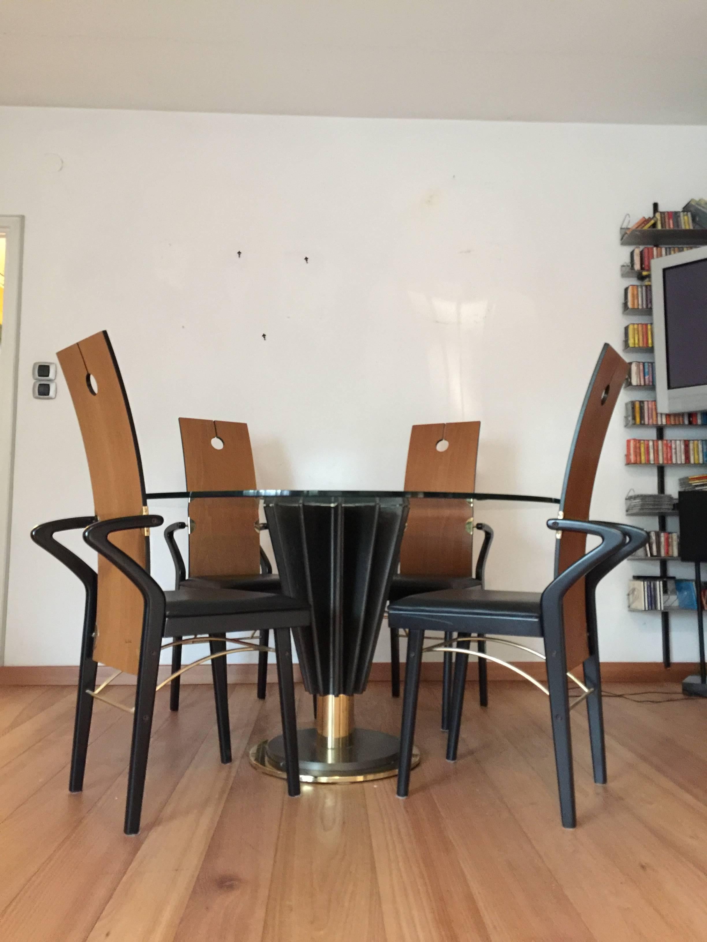 Pierre Cardin Cast Iron and Brass Dining Set, Table and Four Chairs For Sale 2