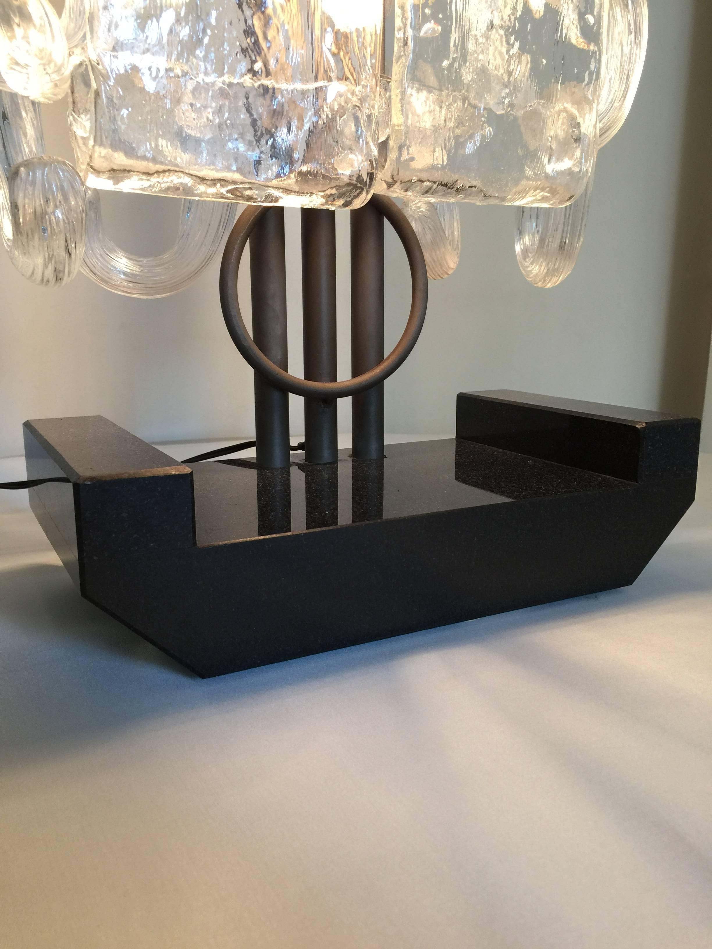 Mid-Century Modern Ettore Sottsass Big Marble and Glass Table Lamp, Murano, 1970s For Sale