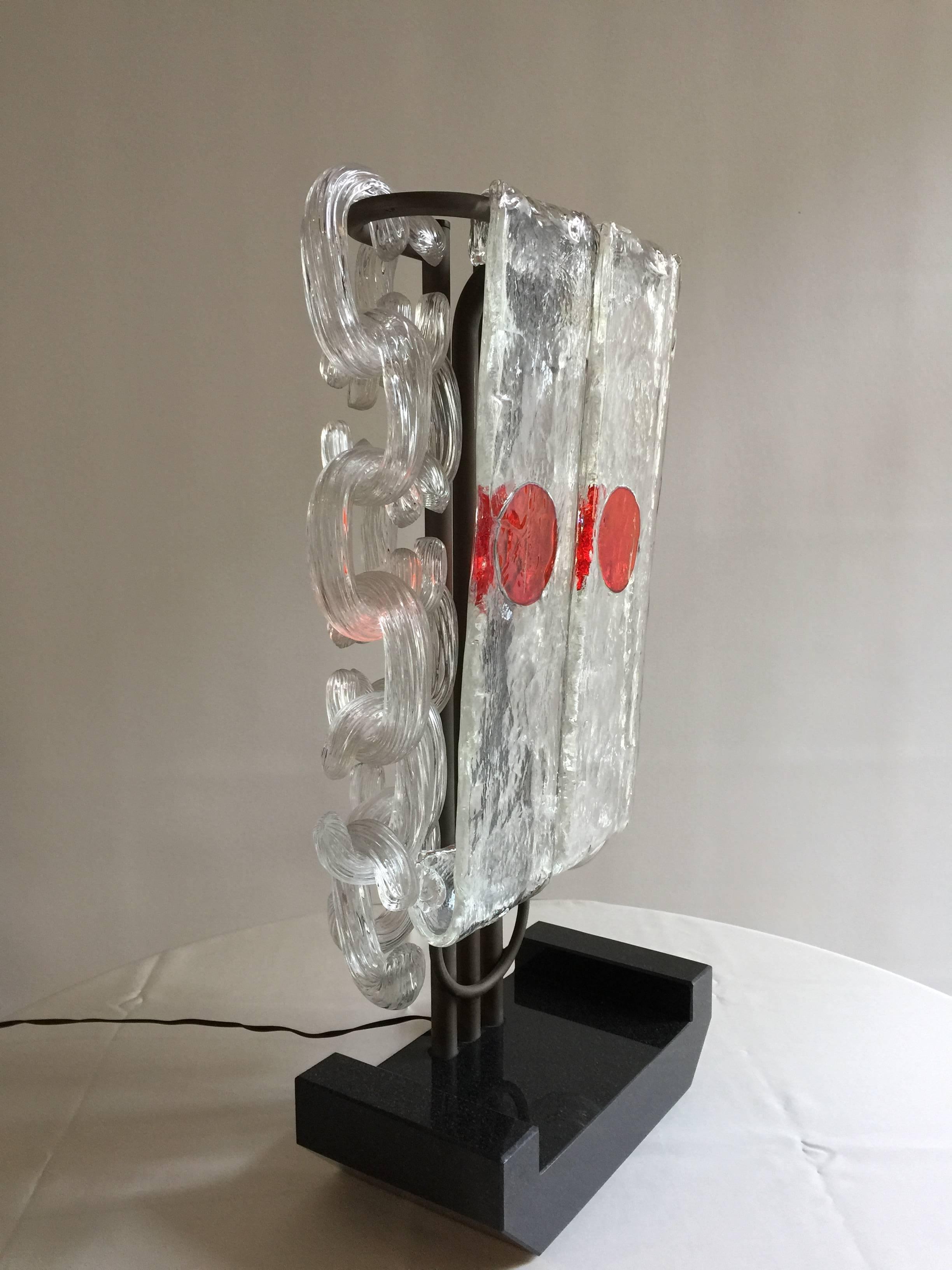 Ettore Sottsass Big Marble and Glass Table Lamp, Murano, 1970s For Sale 1